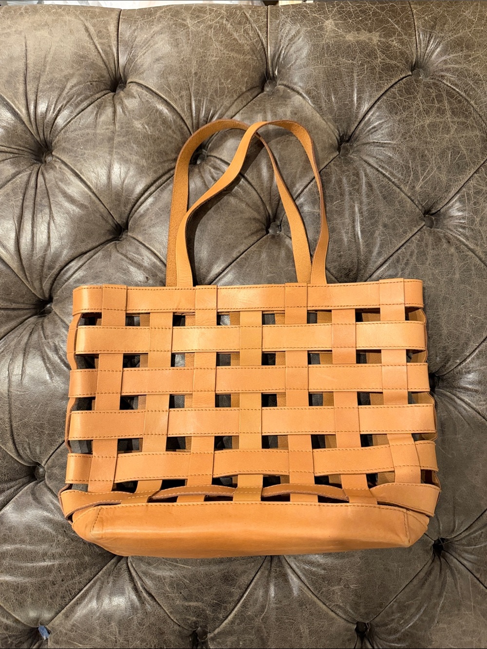 Madewell Tan Woven Leather Tote